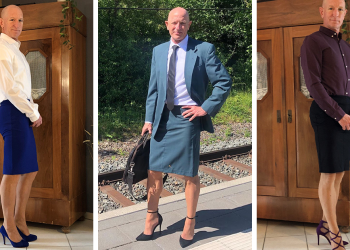 Casado, três filhos, ele usa saia e salto alto